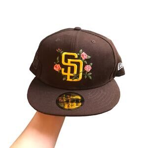 nwt new era san diego padres flower fitted hat 7 1/2
